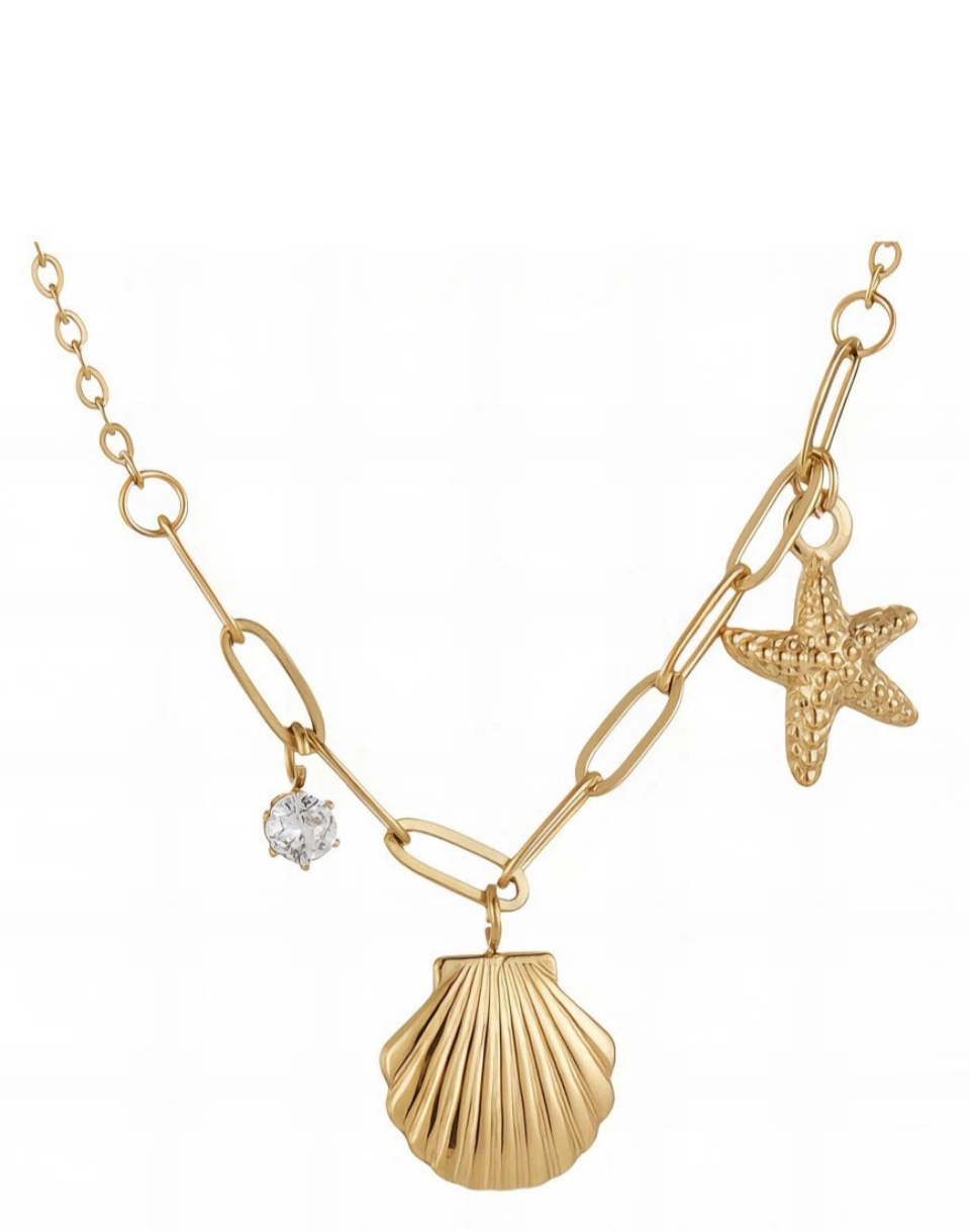 Starfish and seashell necklace