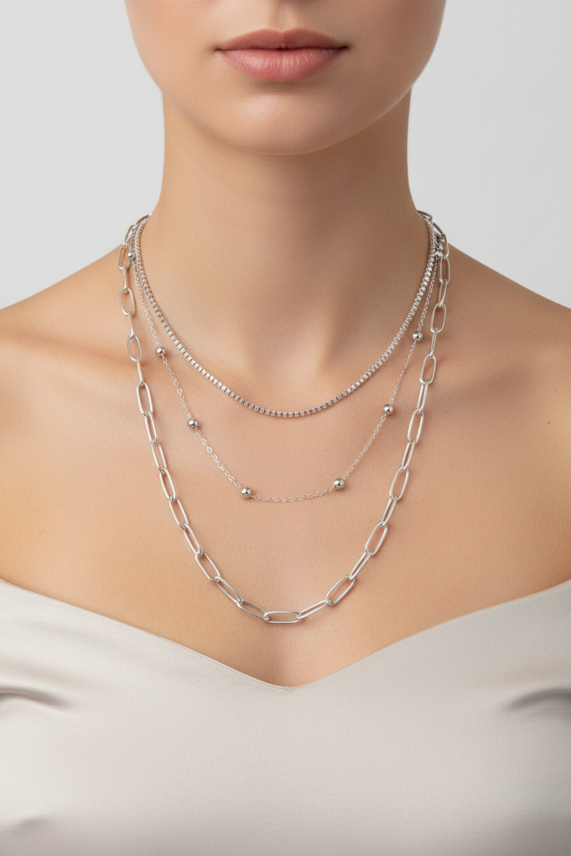 Stainless steel layering necklace