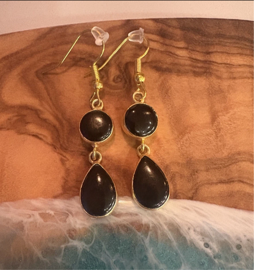 Handmade black onyx earrings