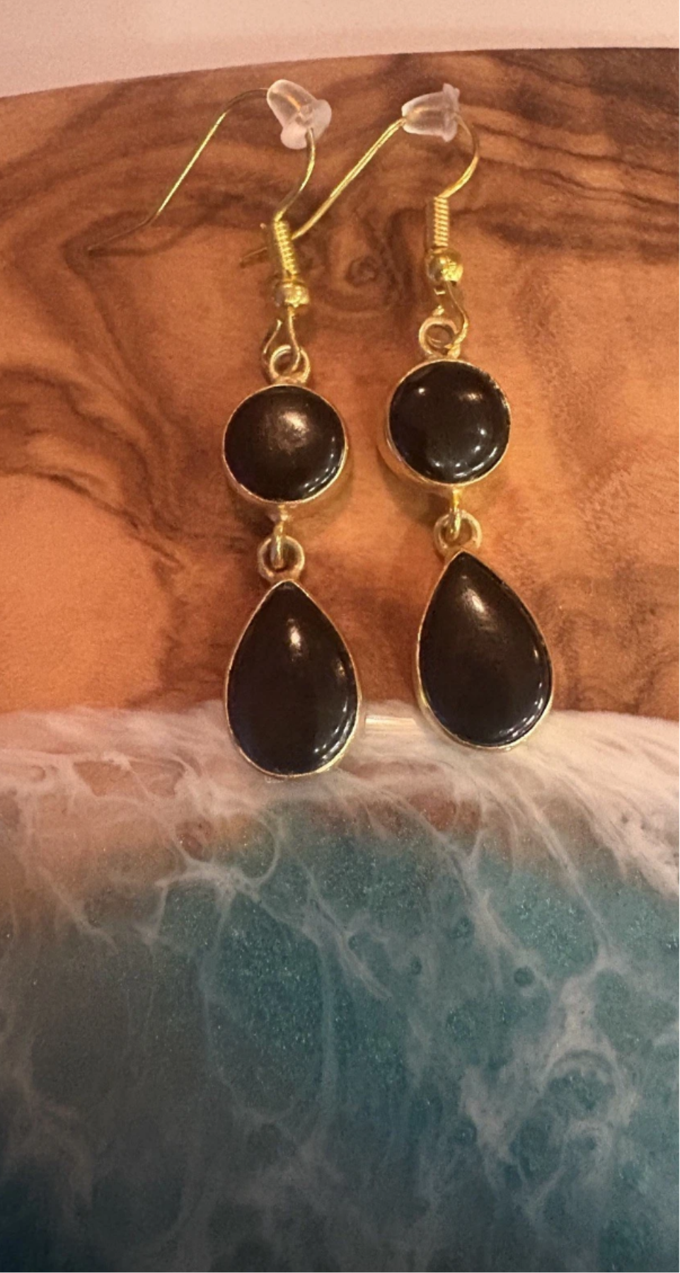 Handmade black onyx earrings