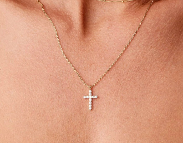 Cross necklace 18K gold plated