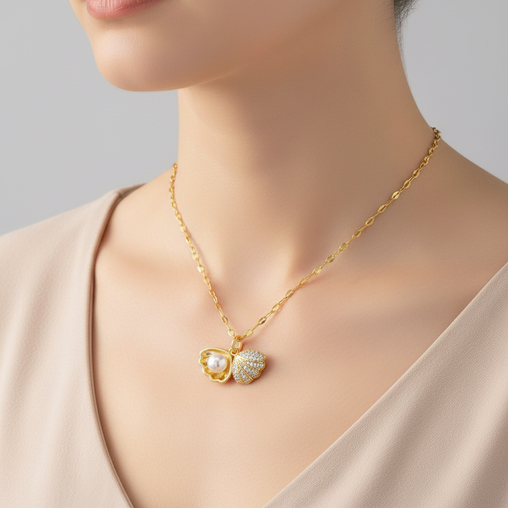 Seashell pearl necklace