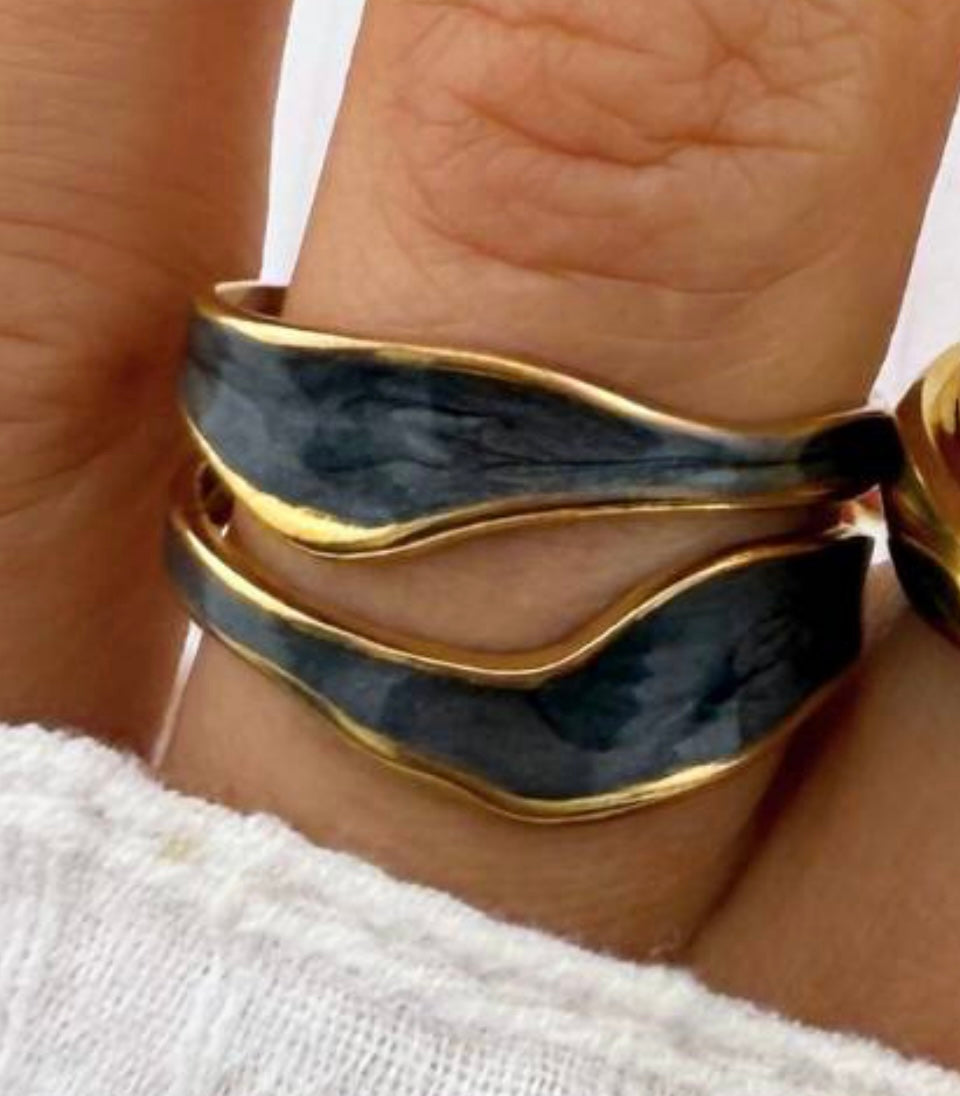 Gold and grey ring