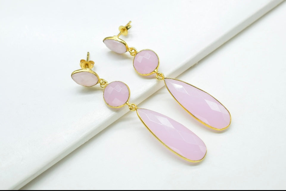 Rose Quartz Dangle Earrings