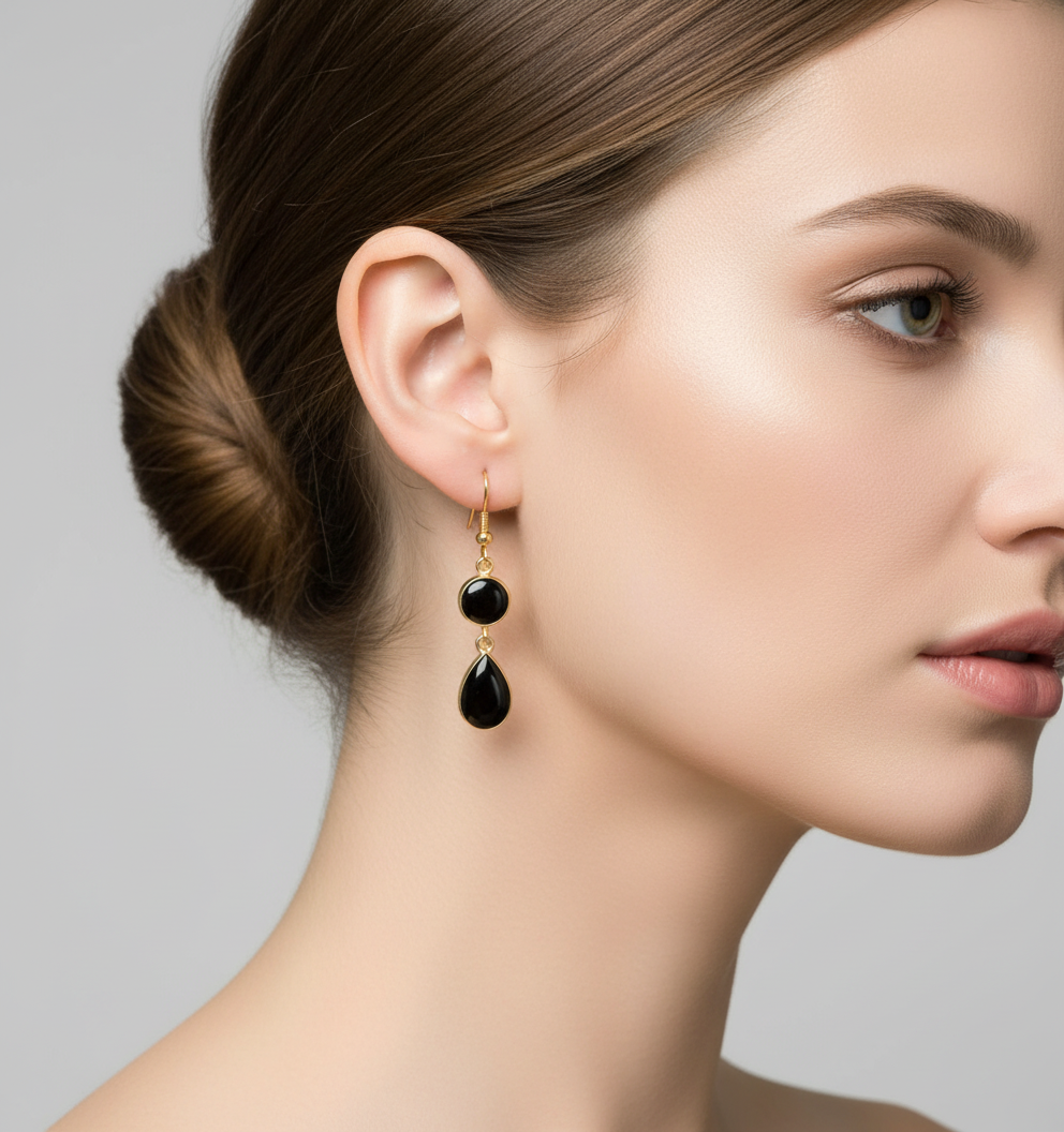 Handmade black onyx earrings