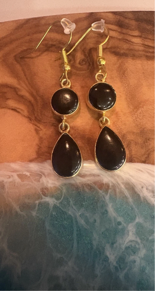 Handmade black onyx earrings