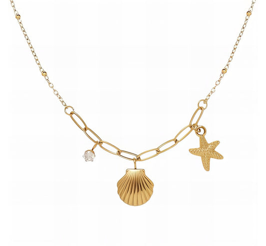 Starfish and seashell necklace
