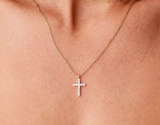 Cross necklace 18K gold plated