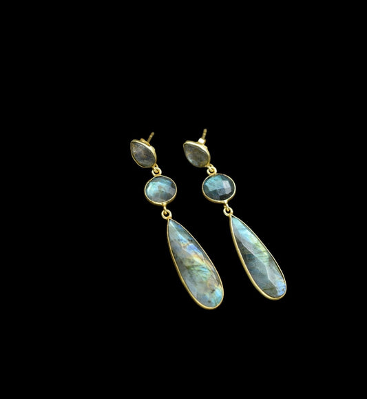 Natural Labradorite Dangle Earrings