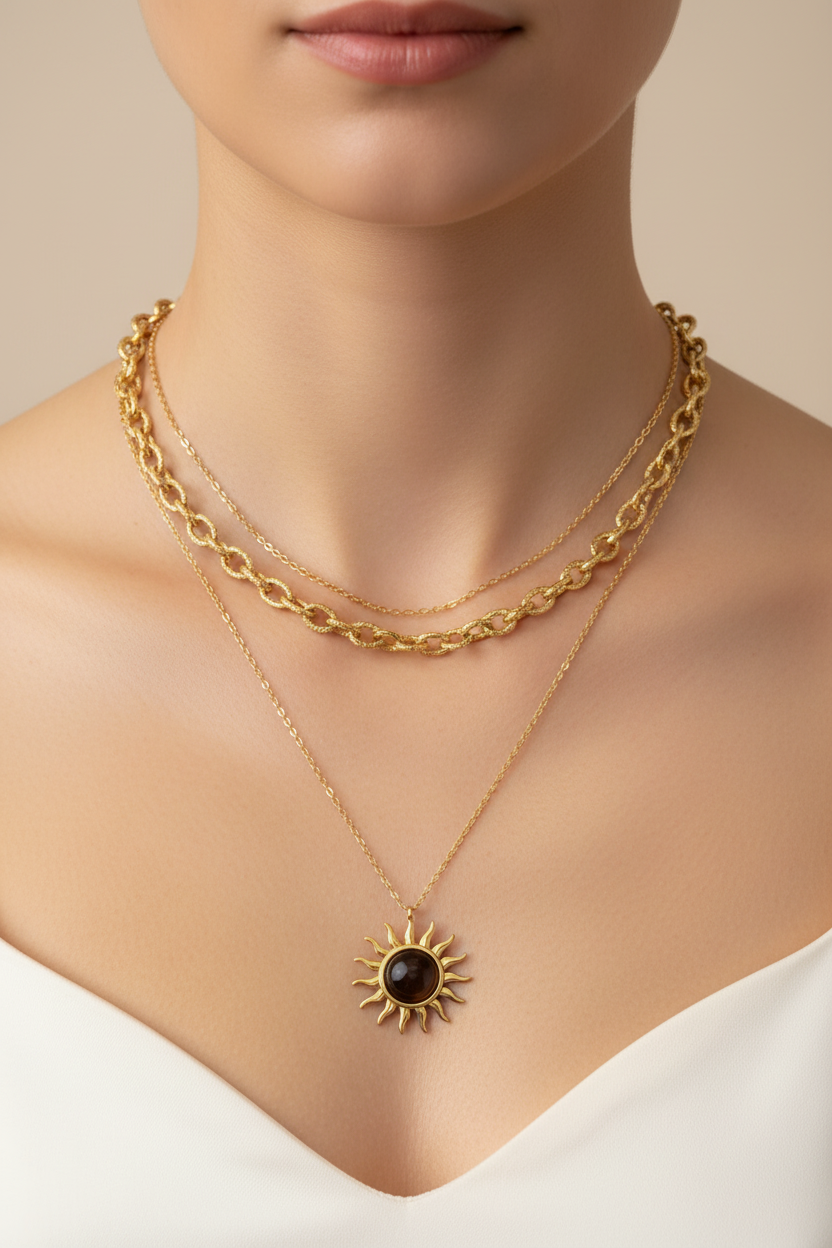 Sun layering necklace