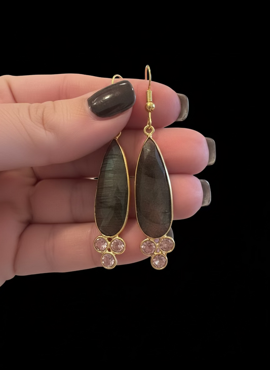 Handmade natural labradorite earrings
