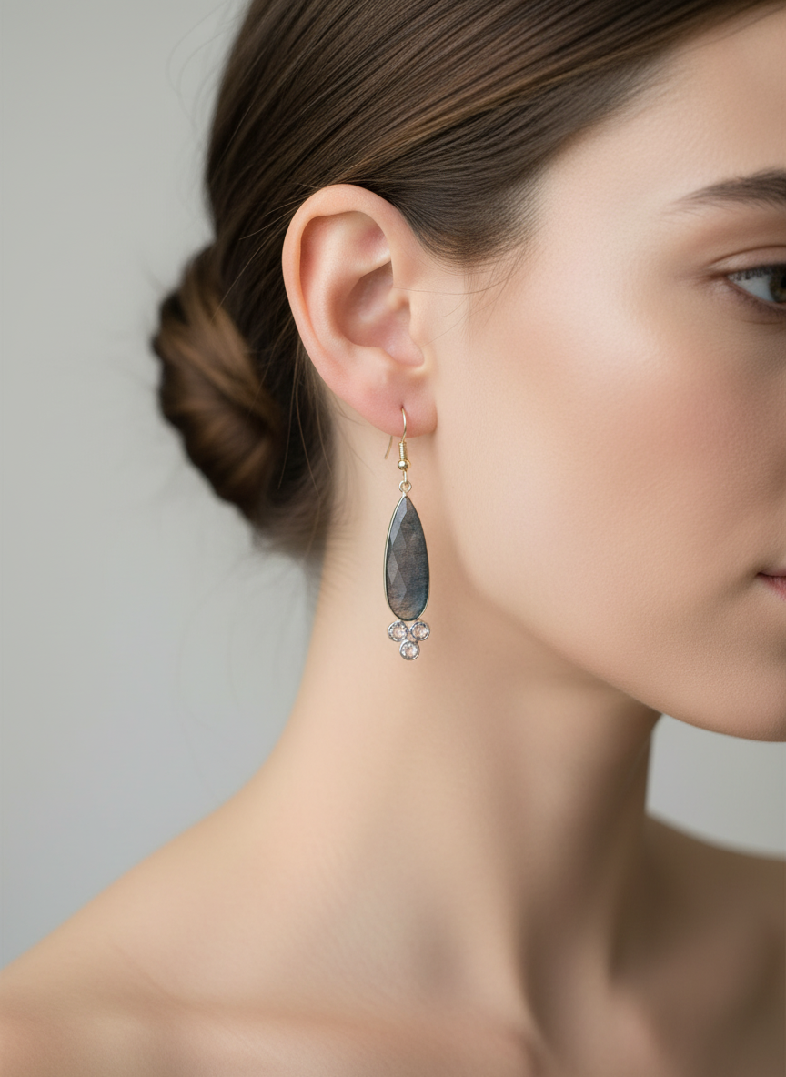 Handmade natural labradorite earrings